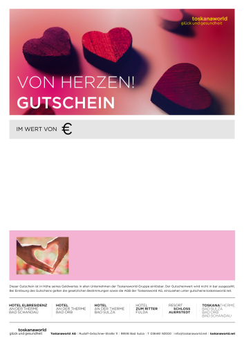 Gutscheinmotiv Von Herzen: rote Holzherzen
